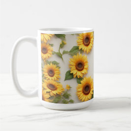Caneca De Café Design Floral Girassol Country
