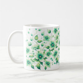 Caneca De Café Design Floral Verde de Flor Verde/Elegante Verde