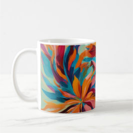 Caneca De Café Design Floral Vibrante Abstrato