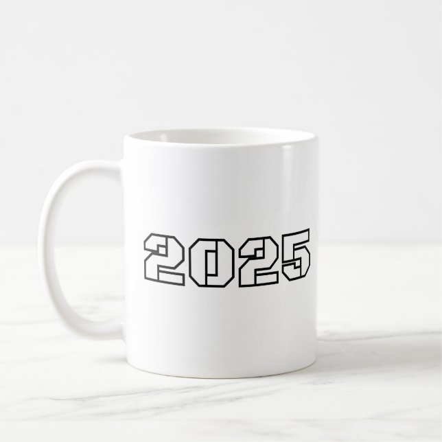 Caneca De Café Design Futurístico Bold 2025 para os entusiastas d (Esquerda)
