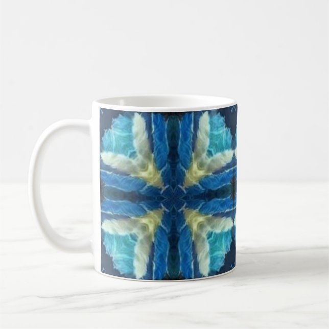 Caneca De Café Design geométrico amarelo-azul-turquesa (Esquerda)