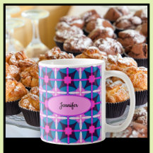 Design geométrico em rosa, roxo e azul -