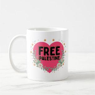 Caneca De Café design gráfico cardíaco rosa-giro-palestiniano