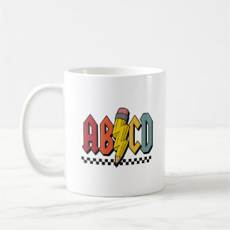 Caneca De Café Design Gráfico Divertido do Alfabeto de Lápis ABCD
