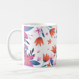 Caneca De Café Design gráfico original em negrito florais