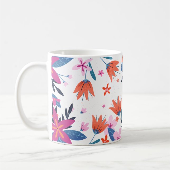 Caneca De Café Design gráfico original em negrito florais (Esquerda)
