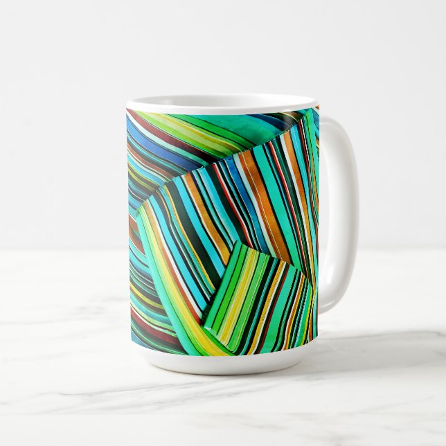 Caneca De Café Design Ilusão Linha Verde (Frente Esquerda)