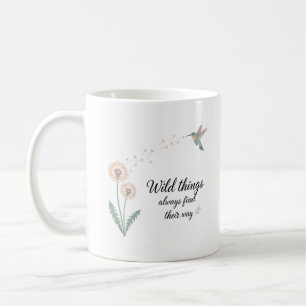 Caneca De Café Design Inspirador de Beija-flor e Dente-de-Leão