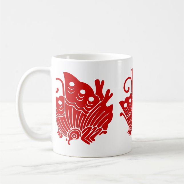 Caneca De Café Design Kamon Japonês de Borboleta Asiática (Esquerda)