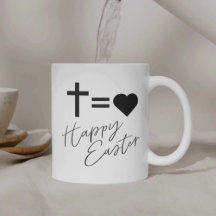 Design Minimalista de Cruz e Coração de Páscoa