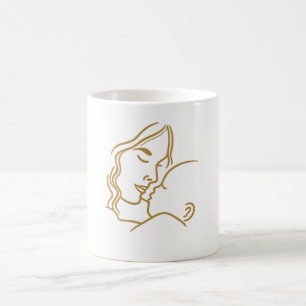 Caneca De Café Design Minimalista de Linha de Mãe e Bebê