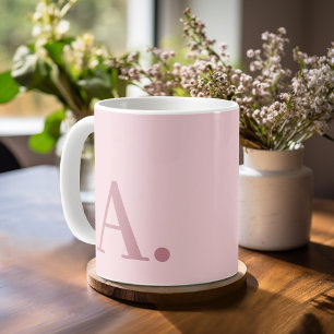 Caneca De Café Design mínimo com Rosa de Monograma Moderno Enorme