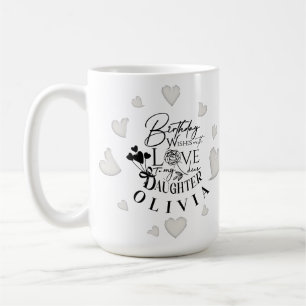 Caneca De Café Design Moderno de Aniversário de Filha Simples