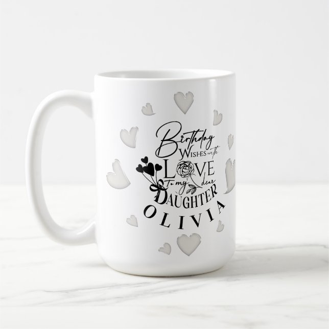 Caneca De Café Design Moderno de Aniversário de Filha Simples (Esquerda)