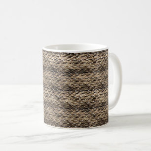 Caneca De Café Design moderno de padrão abstrato marrom orgânico