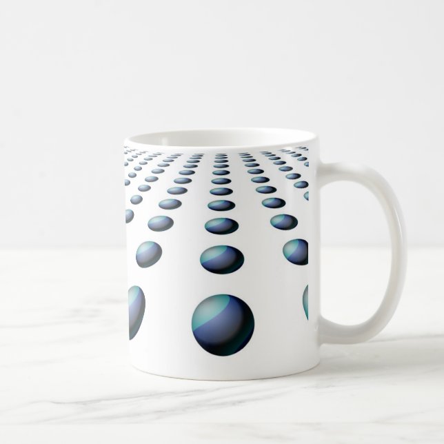 Caneca De Café Design Moderno de Padrão de Bola Azul (Direita)