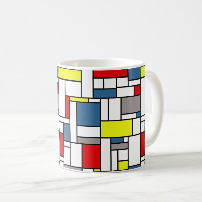 Caneca De Café Design mondrian (Frente Esquerda)