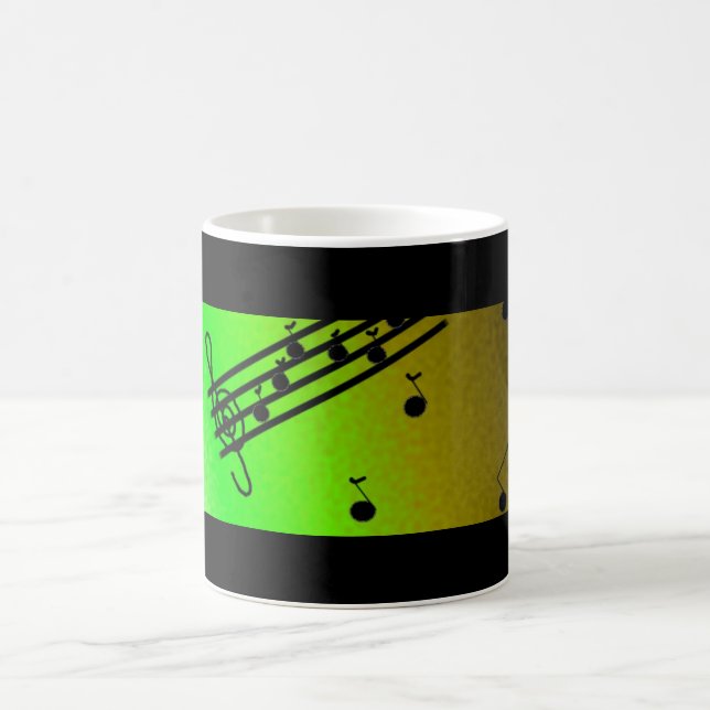 Caneca De Café Design Musical Negro e Verde (Centro)