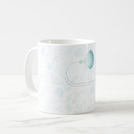 Caneca De Café Design Oceânico em Aquarela Pérola de Verão
