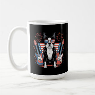 Caneca De Café Design Patriótico de Cão Boston Terrier Amante da