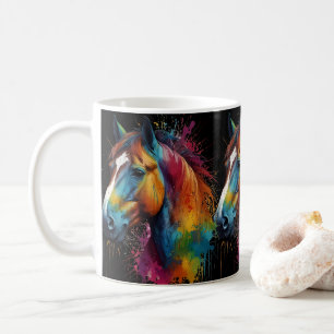 Caneca De Café Design pintado com cavalos