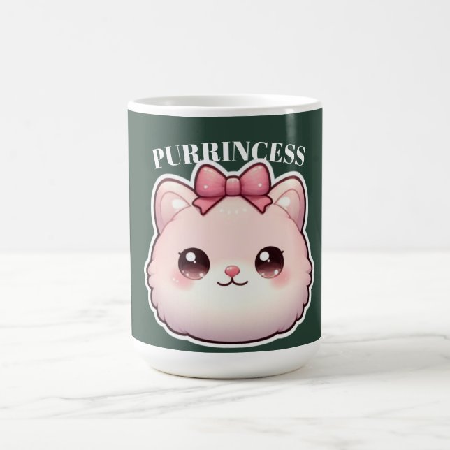 Caneca De Café Design Princesa Fofa Arco de Gatinho Rosa (Centro)