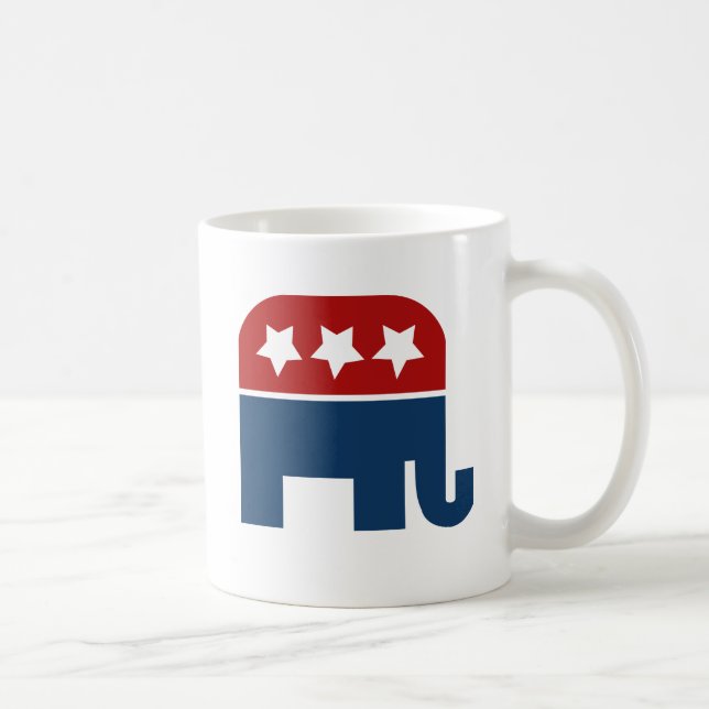 Caneca De Café DESIGN republicano do logotipo de elefante GOP (Direita)
