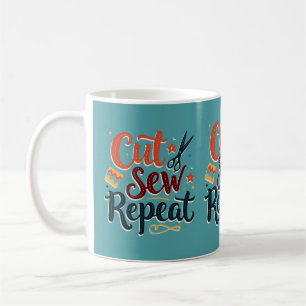 Caneca De Café Design Retro "Cortar Costurar Repetir" Amante da C