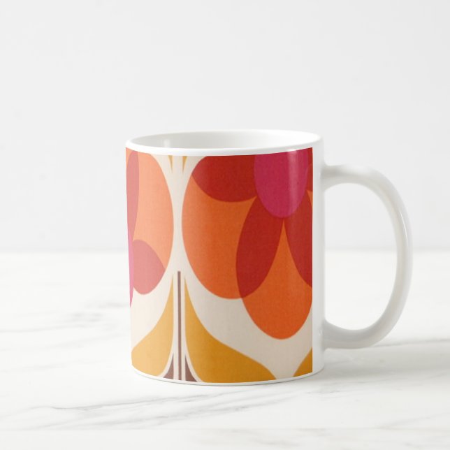 Caneca De Café Design retro da flor (Direita)