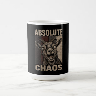 Caneca De Café Design Retrô Divertido Bode Gritando Caos Absoluto