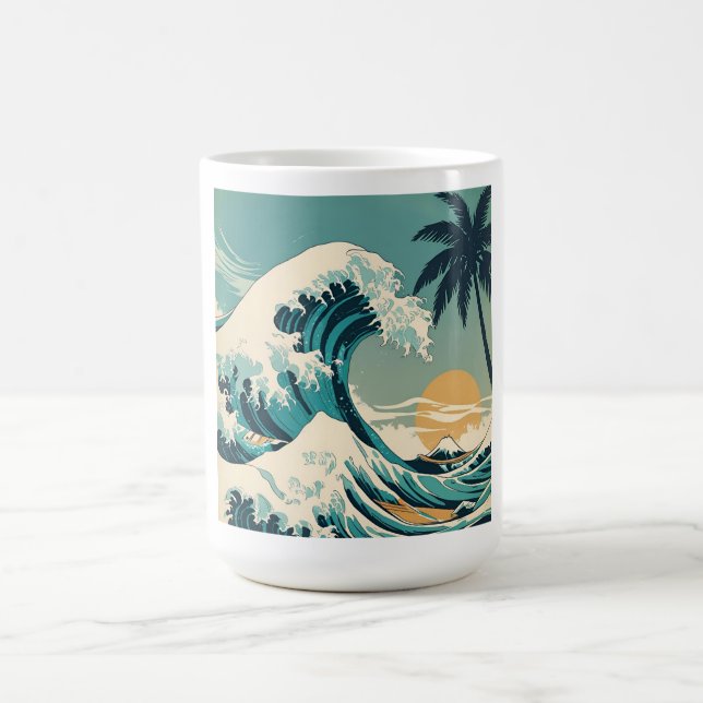 Caneca De Café Design Retro Onda de Surf Califórnia Clássica  (Centro)
