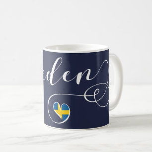 Caneca De Café Design sueco do coração da bandeira, suecia