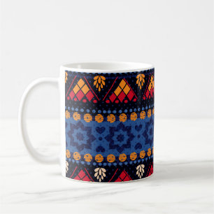 Caneca De Café Design Tribal: Padrão Multifuncional Sem Olhos.