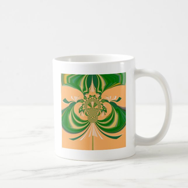 Caneca De Café Design verde amarelo. (Direita)