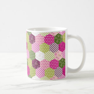 Caneca De Café Design verde cor-de-rosa bonito da edredão de