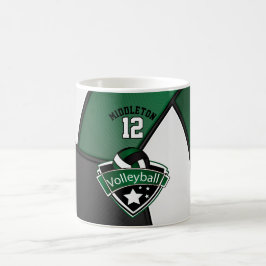Caneca De Café Design verde escuro, branco e preto do voleibol