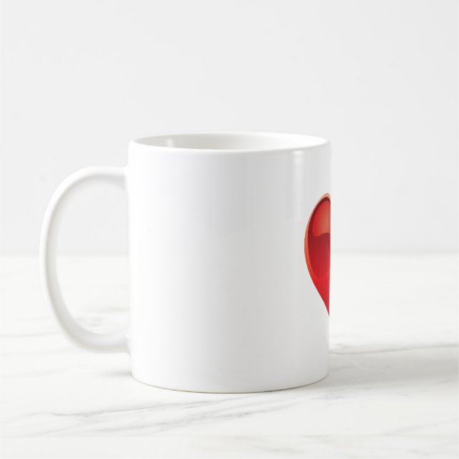 Caneca De Café Design vermelho simples 02 do coração (Esquerda)