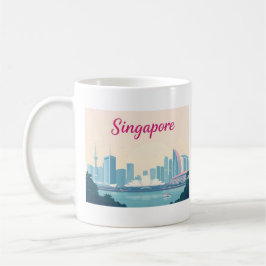Caneca De Café Design Viagem de Singapura Pastel