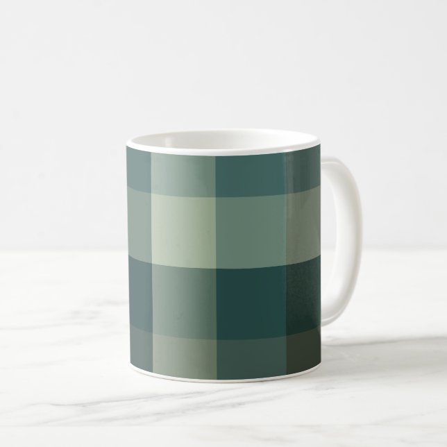 Caneca De Café Design Xadrez Gingham Verde (Frente Esquerda)