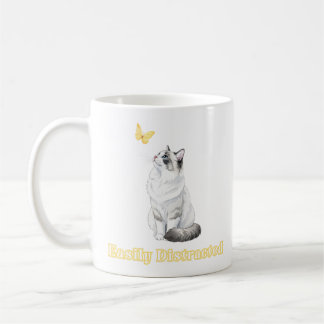 Caneca De Café Designo de Gato Fofo e Borboleta Facilmente Distra