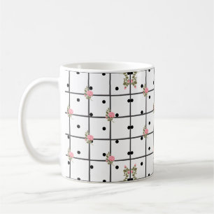Caneca De Café Designs de Rosa de Grade Floral Moderna