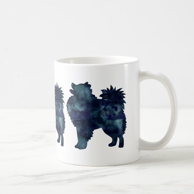 Caneca De Café Designs de silhueta de cães esquimó americanos (Direita)
