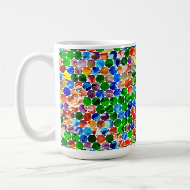 Caneca De Café Deslocamento de hexágonos Swirl 15oz Mug (Esquerda)
