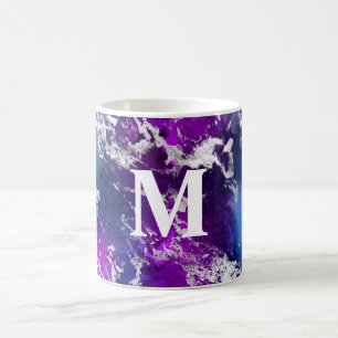 Caneca De Café Deslumbrante Galáxia de Mármore Azul, Rosa e Prata