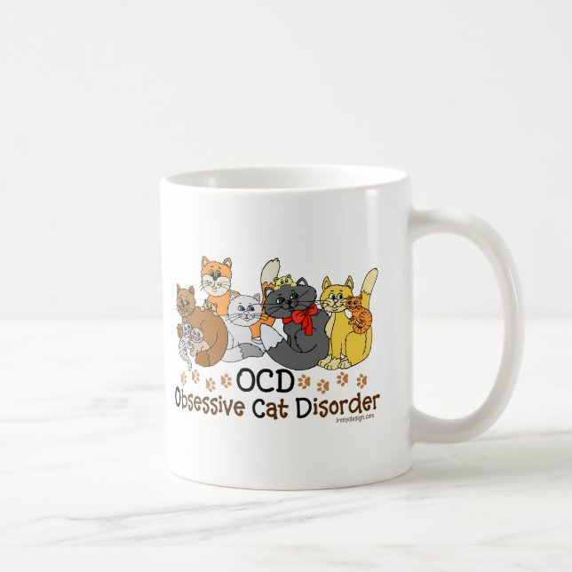 Caneca De Café Desordem obsessiva do gato de OCD (Direita)