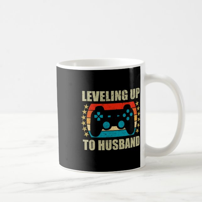 Caneca De Café Despedida de Solteiro Subindo de Nível para Marido (Direita)