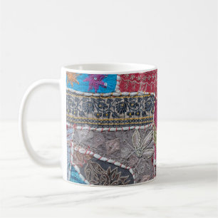 Caneca De Café Detalhe de Fecho do Carpete de Patches Coloridos