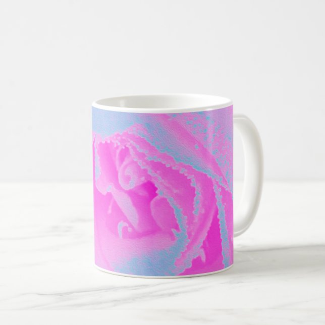 Caneca De Café Detalhe do Rosa azul-claro e rosa-quente perfeito (Frente Esquerda)