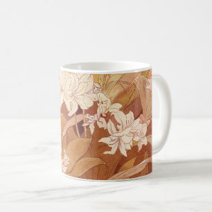 Caneca De Café Detalhe Floral Alphonse Mucha Art Nouveau