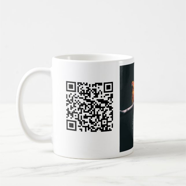 Caneca De Café Detalhes simples do nome do animal QR código adici (Esquerda)